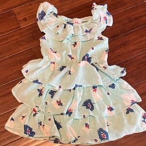Adorable Floral Kids Dress - Mint and Navy